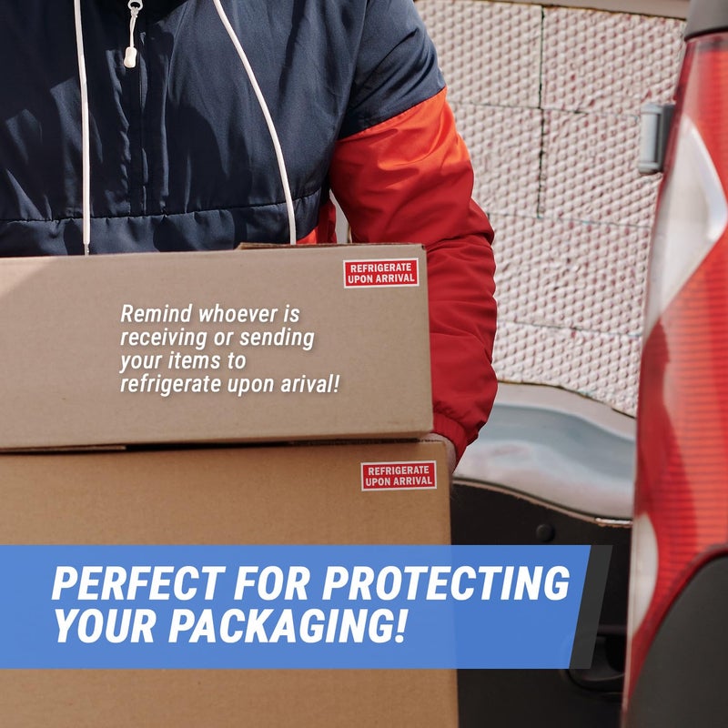 OfficeSmartLabels Refrigerate Upon Arrival Stickers (1.5 x 4 inch, Red - 1200 Labels) Refrigerate Upon Arrival Labels for Perishable Items, Fruits or Freight Forwarding - Image 3